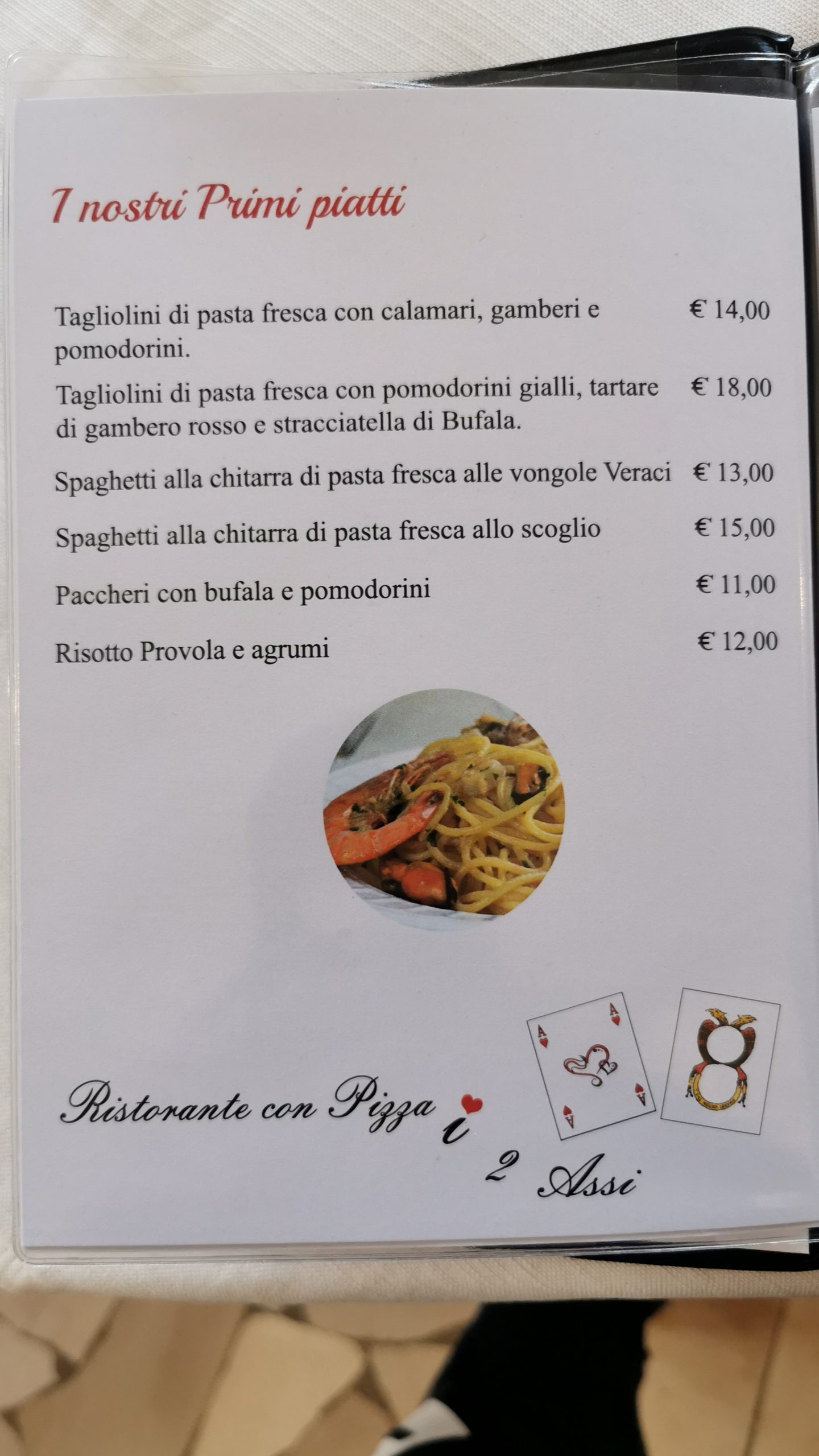 ristorante con pizza i due assi